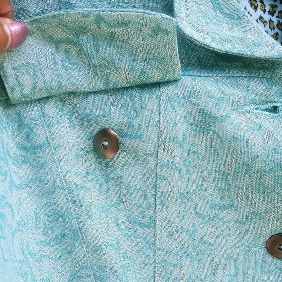 Bechamel Womens Blazer Jacket Size M Cotton Blend Mint Collared Dress Jacket - Picture 4 of 8